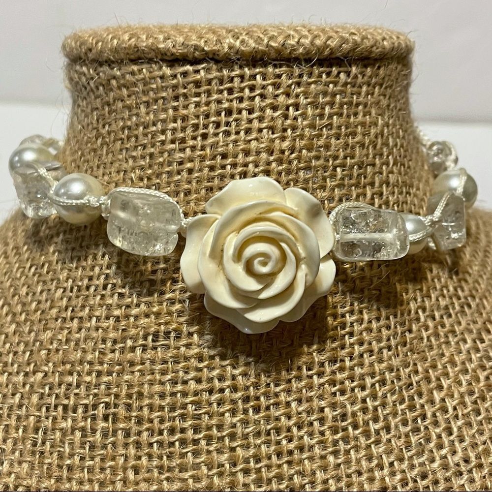 unbranded adjustable white 3d rose bracelet